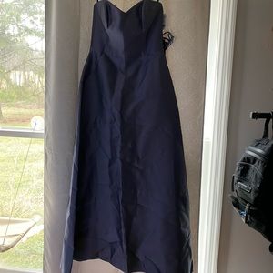 Strapless navy long dress. Size 10 with pockets.